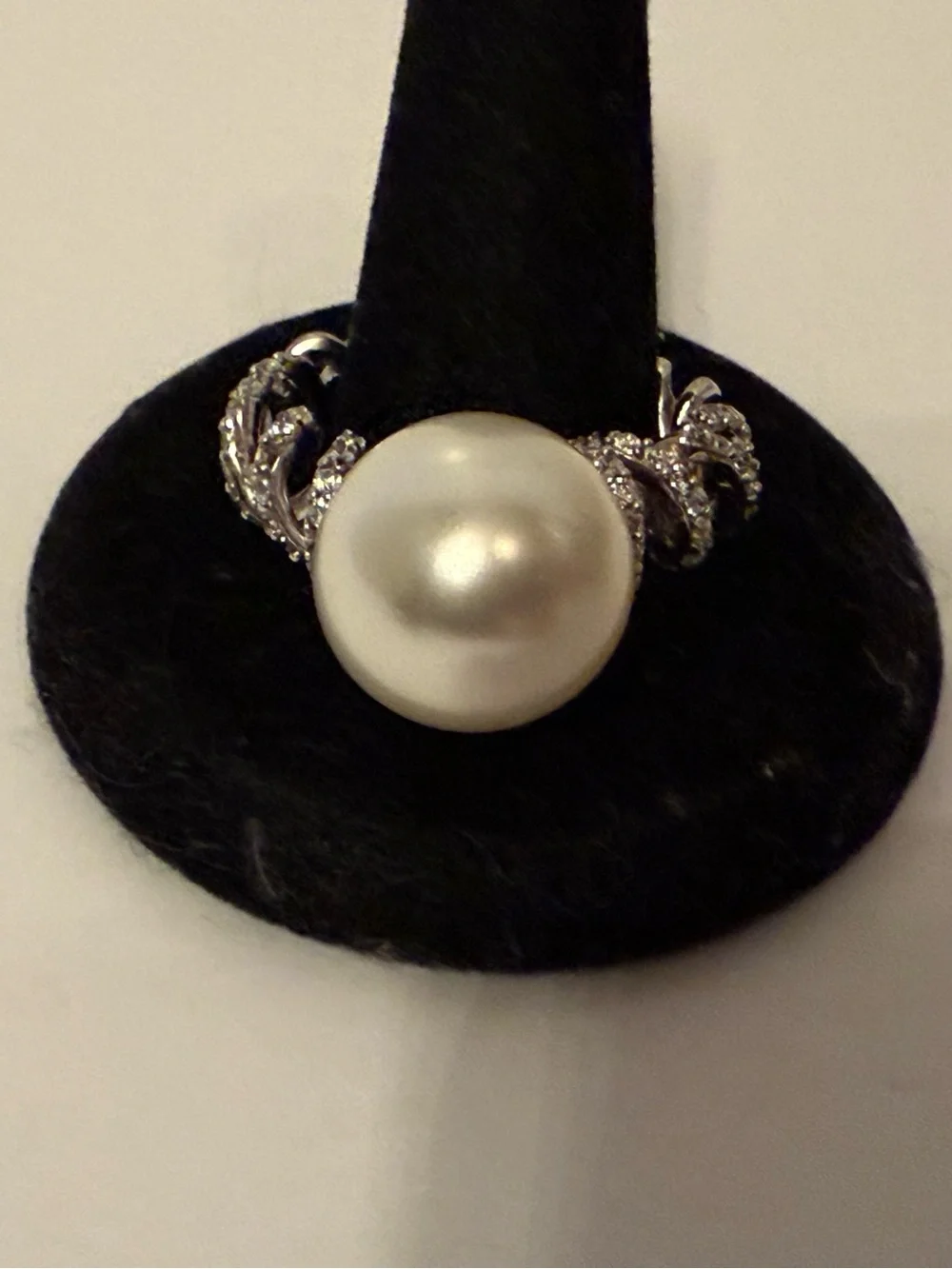 SX Sally C Treasures Pearl Spiral 925 Sterling Silver Ring CZ Accents size 10
